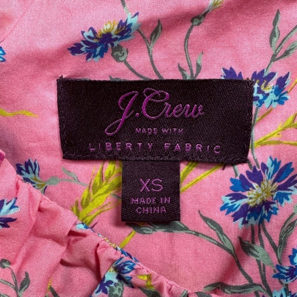 J. Crew X Liberty Pink Poplin Floral Butterfly Ruffle Long Sleeve Blouse Size XS - Picture 15 of 16
